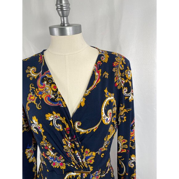 Charter club wrap style paisley print dress Career office classic small - Picture 2 of 6